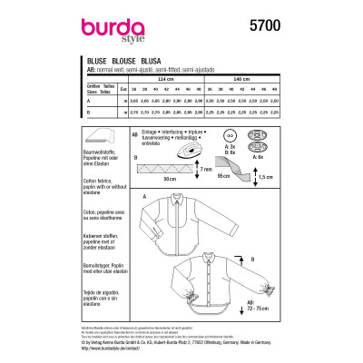 Střih Burda 5700, návod k šití: košile, skandinávská halenka