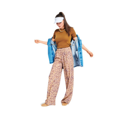 Střih Burda 5707, návod k šití: kalhoty s gumou v pase, džínové kalhoty marlene se širokými nohavicemi, šortky