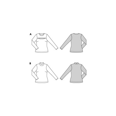 Střih Burda 5717, návod k šití: rolák, tričko s dlouhým rukávem, elegantní tričko s průstřihem