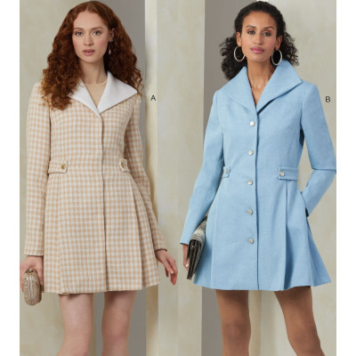 Střih Vogue 2092 retro kabát, áčkový kabát