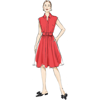 Střih Butterick 7021 košilové šaty, midi šaty s límečkem