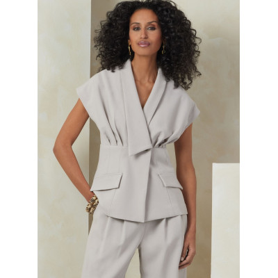 Střih Vogue 2097 top, vesta, midi sukně, kalhoty se sklady