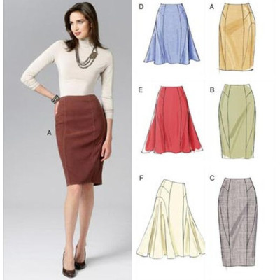 Střih Vogue 8750 pouzdrová sukně, široká splývavá sukně