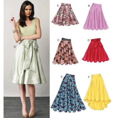 Střih Vogue 8882 široká sukně, sukně se sklady