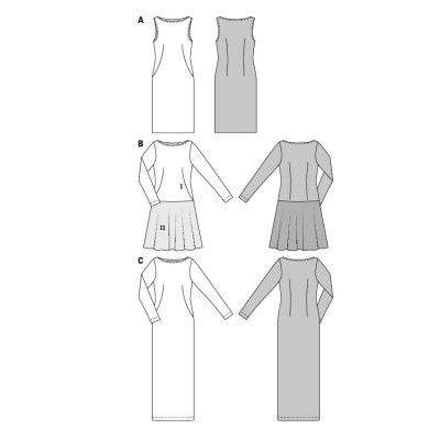 Střih Burda číslo 6988 jednoduché rovné šaty, plesové šaty