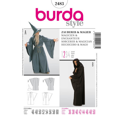 Střih Burda číslo 2483 čaroděj, Gandalf, mág