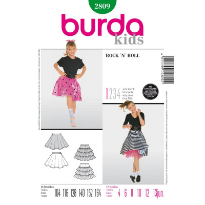 Střih Burda číslo 2809 taneční sukně, RocknRoll