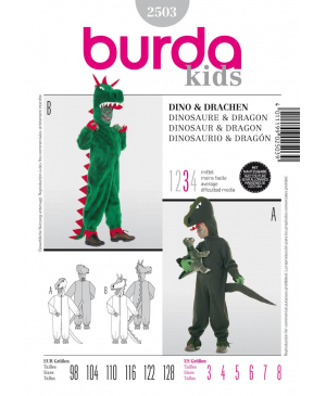 Střih Burda číslo 2503 drak, dinosaurus