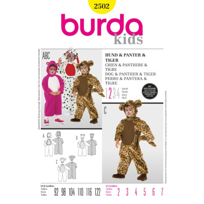 Střih Burda číslo 2502 pejsek, panter, tygr