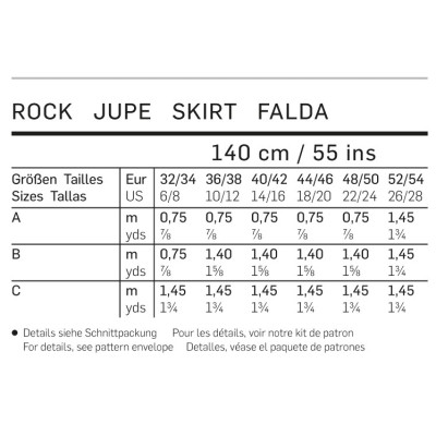 Střih Burda číslo 6937 rovná sukně, áčková sukně, zavinovací sukně s gumou v pase