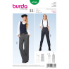 Střih Burda číslo 6856 široké kalhoty Marlene, kalhoty s vysokým pasem, kalhoty s kšandami