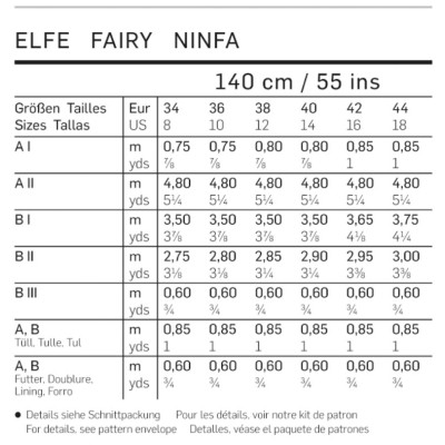 Střih Burda číslo 2372 víla, nymfa, elfka