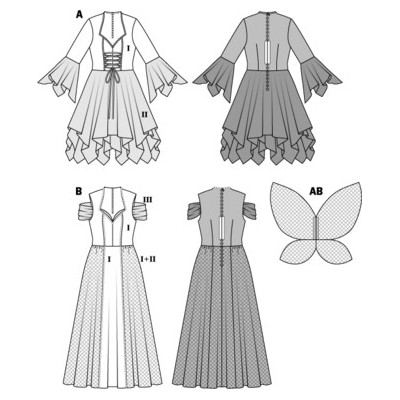 Střih Burda číslo 2372 víla, nymfa, elfka