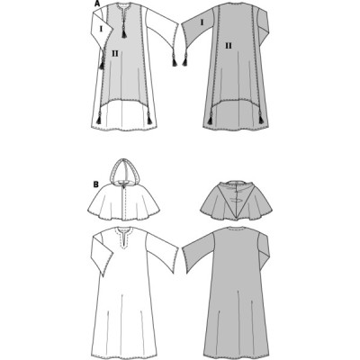 Střih Burda číslo 2822 šejk, mnich, kaftan, kutna