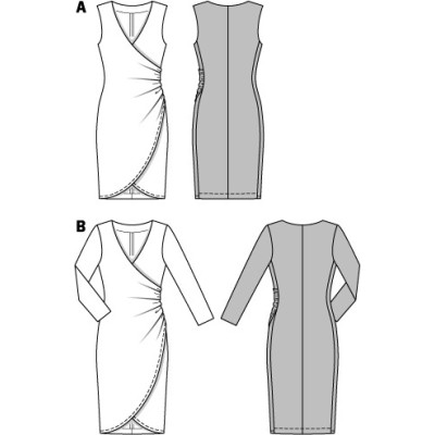 Střih Burda číslo 6829 zavinovací šaty, žerzejové šaty, koktejlové šaty